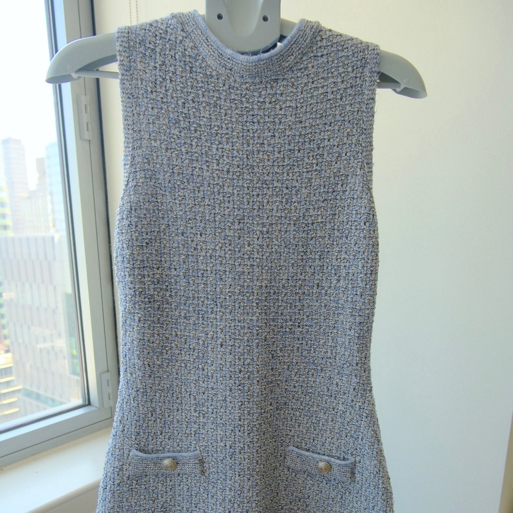 H&M Knitted Blue Shift Mini Dress - S